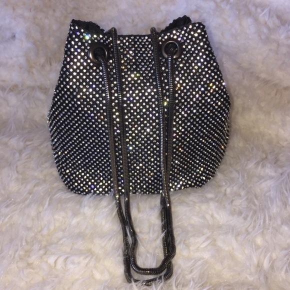 Bags Black And Silver Rhinestone Bucket Bag Poshmark
